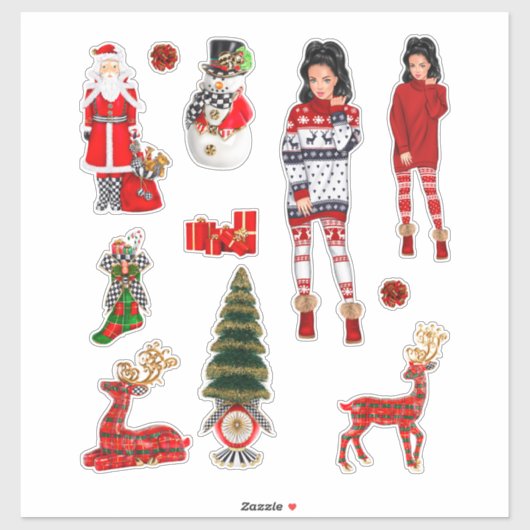 Winter Kersttrui Schattigee Xmas Pyjama Sticker (Vel)