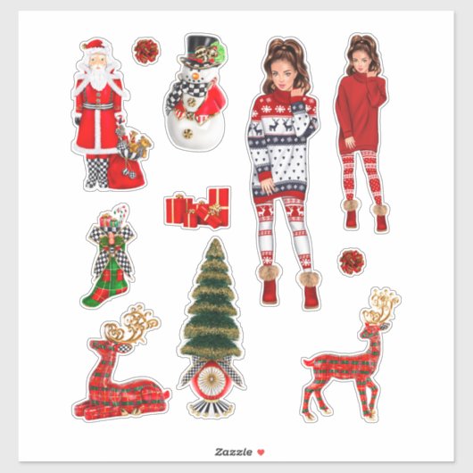 Winter Kersttrui Schattigee Xmas Pyjama Sticker (Vel)