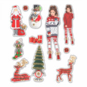 Winter Kersttrui Schattigee Xmas Pyjama Sticker (Voorkant)