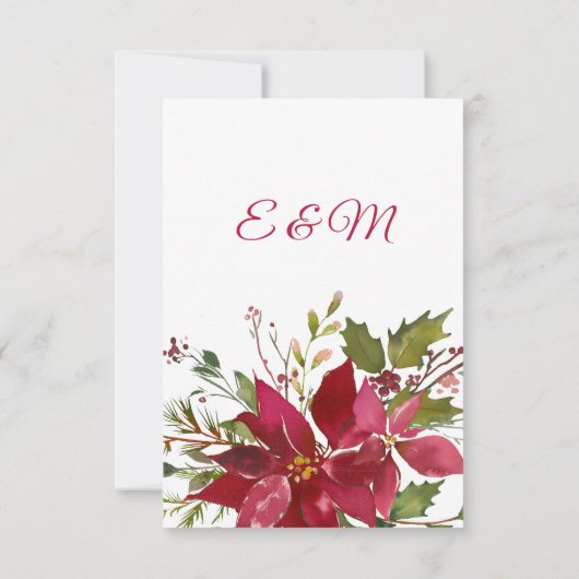 Winter Kerstvakantie Bourgondië Poinsettia Datum r Save The Date (Achterkant)