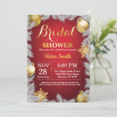 Winter Kerstvakantie bruids douche uitnodiging (Staand voorkant)