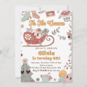 Winter Kerstvakantie Retro Groovy Verjaardag Kaart (Voorkant)