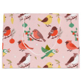 Winter Kerstvogels Groot Cadeauzakje (Voorkant)