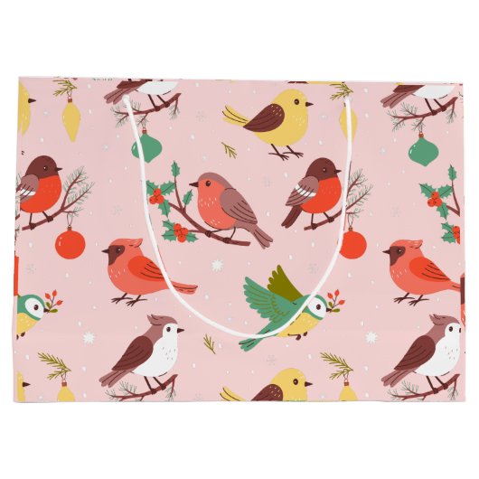 Winter Kerstvogels Groot Cadeauzakje (Achterkant)