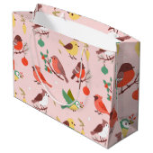 Winter Kerstvogels Groot Cadeauzakje (Achterkant Gekanteld)