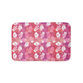 Winter Kerstwanten Patroon in Roze Badmat