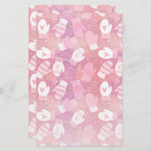 Winter Kerstwanten Patroon in Roze Briefpapier (Voorkant / Achterkant)