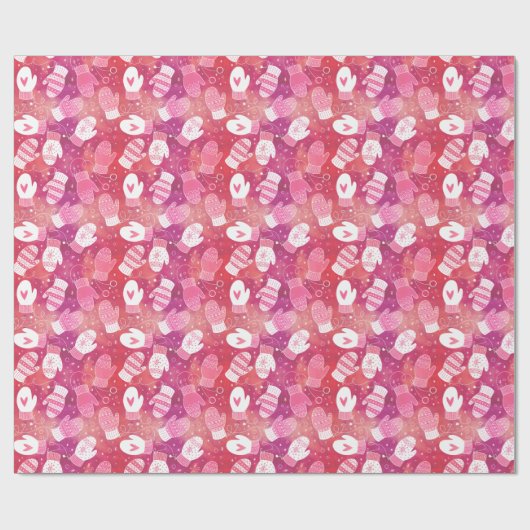 Winter Kerstwanten Patroon in Roze Cadeaupapier (Vlak)
