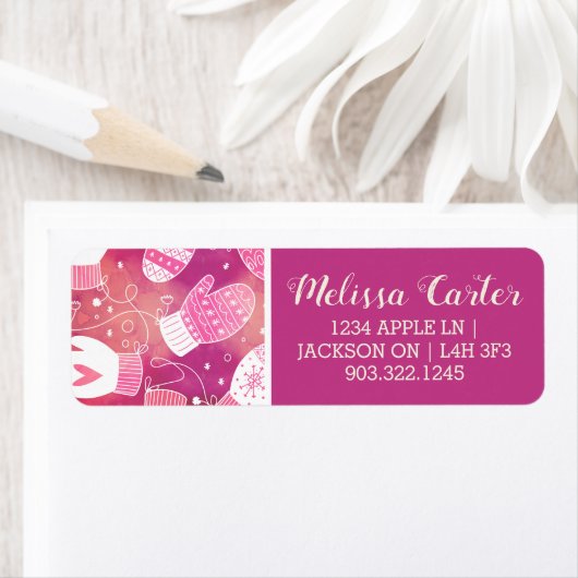 Winter Kerstwanten Patroon in Roze Etiket (Insitu)