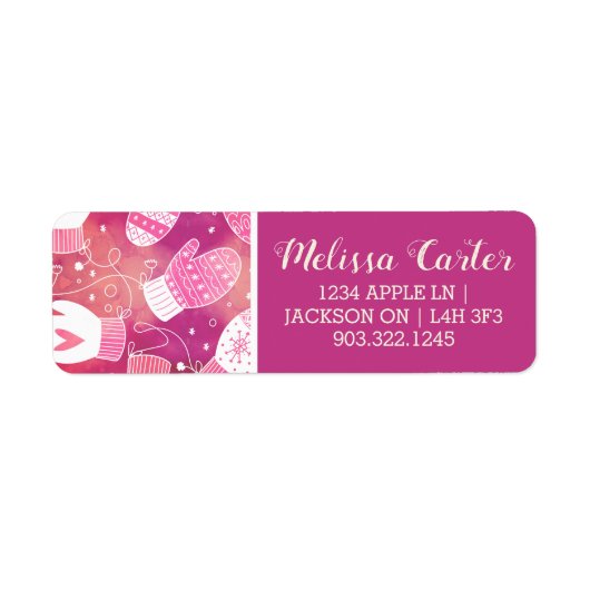 Winter Kerstwanten Patroon in Roze Etiket (Voorkant)