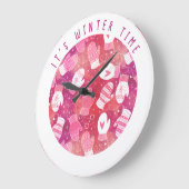 Winter Kerstwanten Patroon in Roze Grote Klok (Hoek)