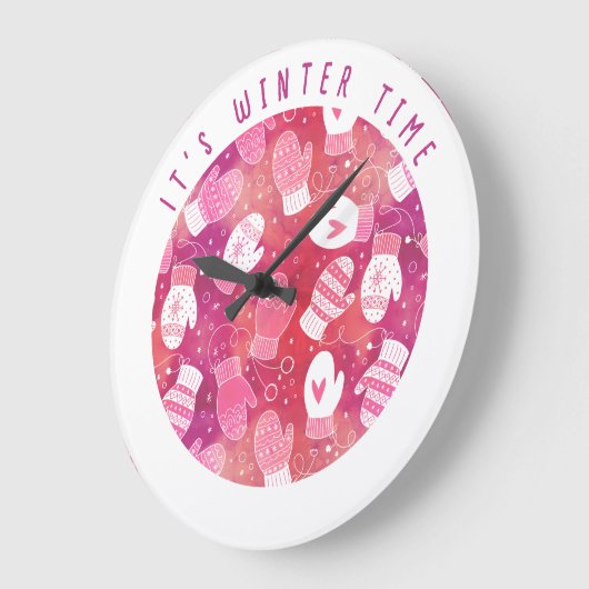 Winter Kerstwanten Patroon in Roze Grote Klok (Hoek)