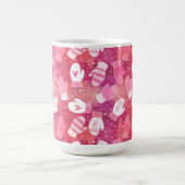 Winter Kerstwanten Patroon in Roze Koffiemok (Center)