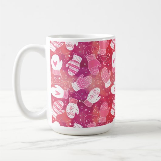 Winter Kerstwanten Patroon in Roze Koffiemok (Links)