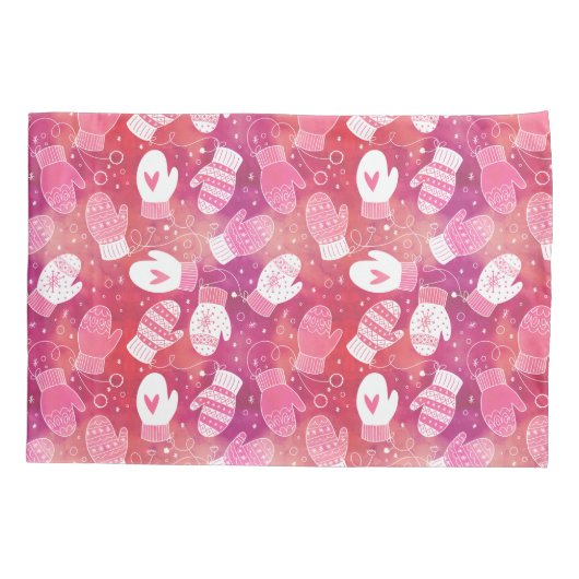 Winter Kerstwanten Patroon in Roze Kussensloop (Achterkant)