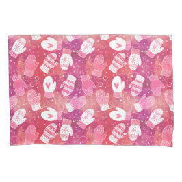 Winter Kerstwanten Patroon in Roze Kussensloop