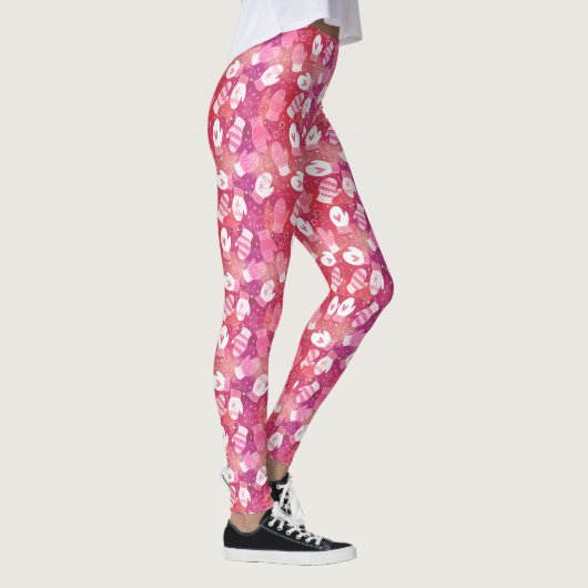 Winter Kerstwanten Patroon in Roze Leggings (Rechts)