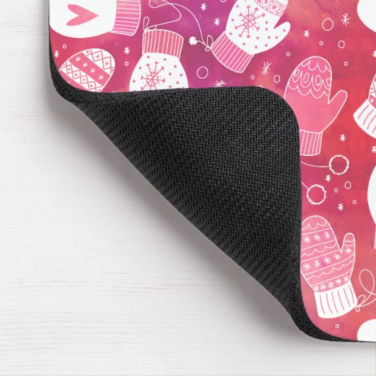 Winter Kerstwanten Patroon in Roze Muismat (Hoek)