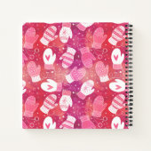 Winter Kerstwanten Patroon in Roze Notitieboek (Achterkant)