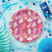 Winter Kerstwanten Patroon in Roze Papieren Bordje (Feest)