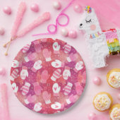 Winter Kerstwanten Patroon in Roze Papieren Bordje (Feest)