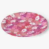Winter Kerstwanten Patroon in Roze Papieren Bordje (Gekanteld)