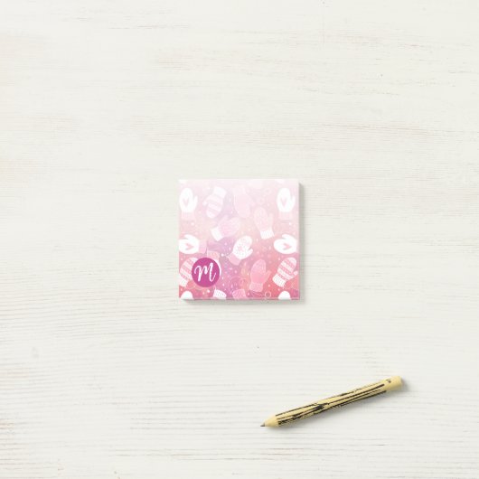 Winter Kerstwanten Patroon in Roze Post-it® Notes (Op bureau)