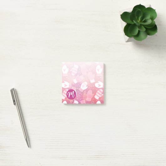 Winter Kerstwanten Patroon in Roze Post-it® Notes (Kantoor)