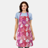 Winter Kerstwanten Patroon in Roze Schort (Gedragen)