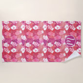 Winter Kerstwanten Patroon in Roze Strandlaken (Voorkant)