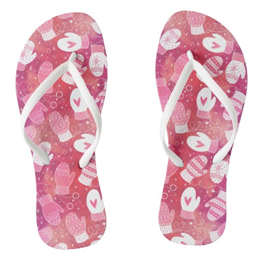 Winter Kerstwanten Patroon in Roze Teenslippers (Voetbed)