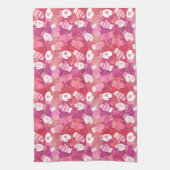 Winter Kerstwanten Patroon in Roze Theedoek (Verticaal)