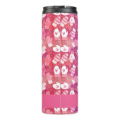 Winter Kerstwanten Patroon in Roze Thermosbeker (Achterkant)