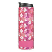 Winter Kerstwanten Patroon in Roze Thermosbeker (Geroteerd rechts)