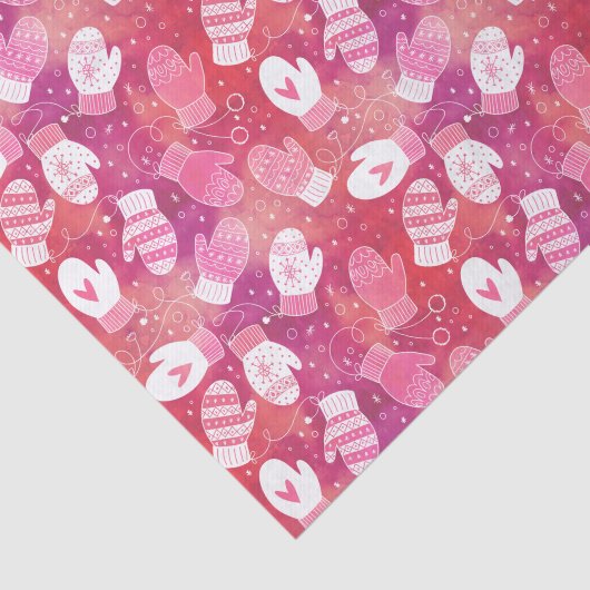 Winter Kerstwanten Patroon in Roze Tissuepapier (Detail)