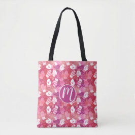 Winter Kerstwanten Patroon in Roze Tote Bag