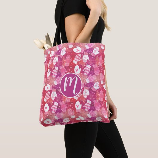 Winter Kerstwanten Patroon in Roze Tote Bag (Dichtbij)