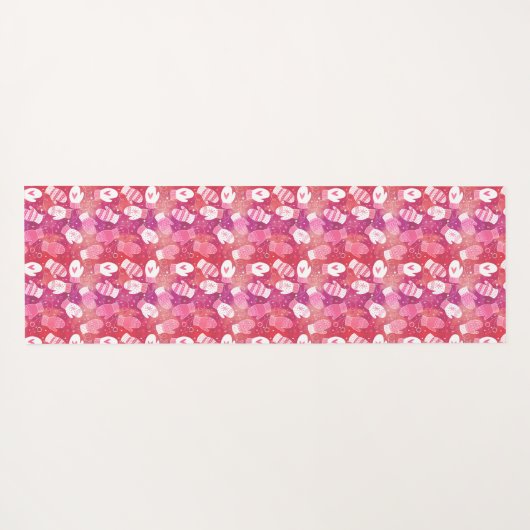 Winter Kerstwanten Patroon in Roze Yogamat (Achterkant (horizontaal))