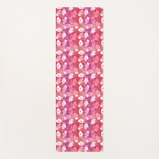 Winter Kerstwanten Patroon in Roze Yogamat (Voorkant)