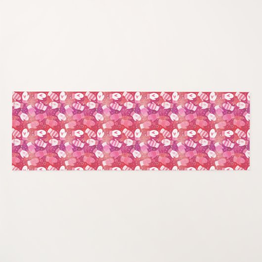 Winter Kerstwanten Patroon in Roze Yogamat (Voorkant (horizontaal))