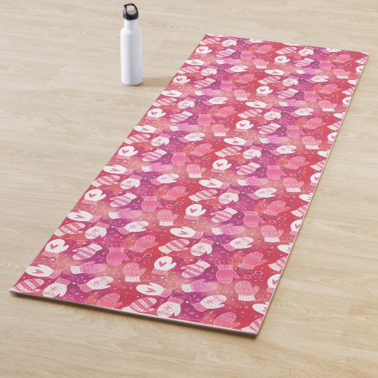 Winter Kerstwanten Patroon in Roze Yogamat (In situ)