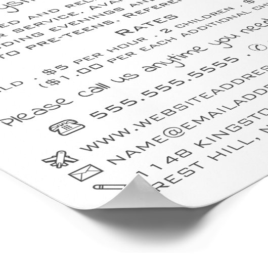 Winter Kind, Babysitter, Dagopvang, Nursery Advert Poster (Hoek)