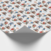 Winter Kinder Sled Snowball Fight Snow Fun Holiday Cadeaupapier (Hoek)