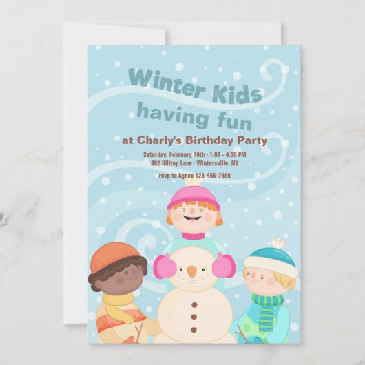 Winter Kinderen Uitnodiging (Voorkant)