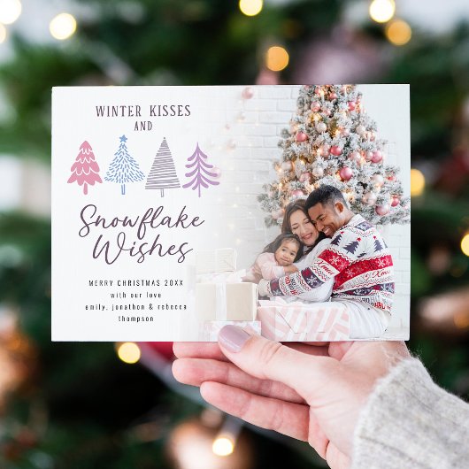 Winter Kisses Quote Bomen Foto Vrolijk Kerstfeest