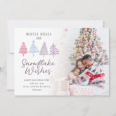 Winter Kisses Quote Bomen Foto Vrolijk Kerstfeest (Voorkant)
