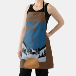 Winter Kitchen Apron - Snow Globe and Snowy Window Schort