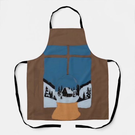 Winter Kitchen Apron - Snow Globe and Snowy Window Schort (Voorkant)