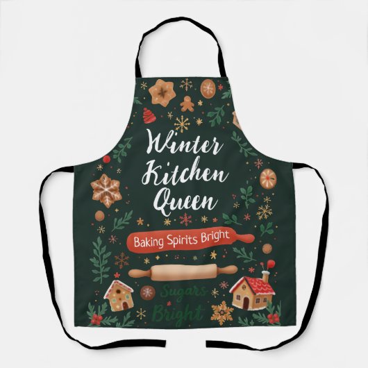 Winter Kitchen Queen Holiday Baking Schort (Voorkant)