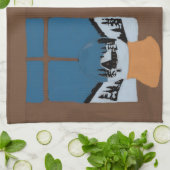Winter Kitchen Towel - Snow Globe on Window Sill - Theedoek (Gevouwen)